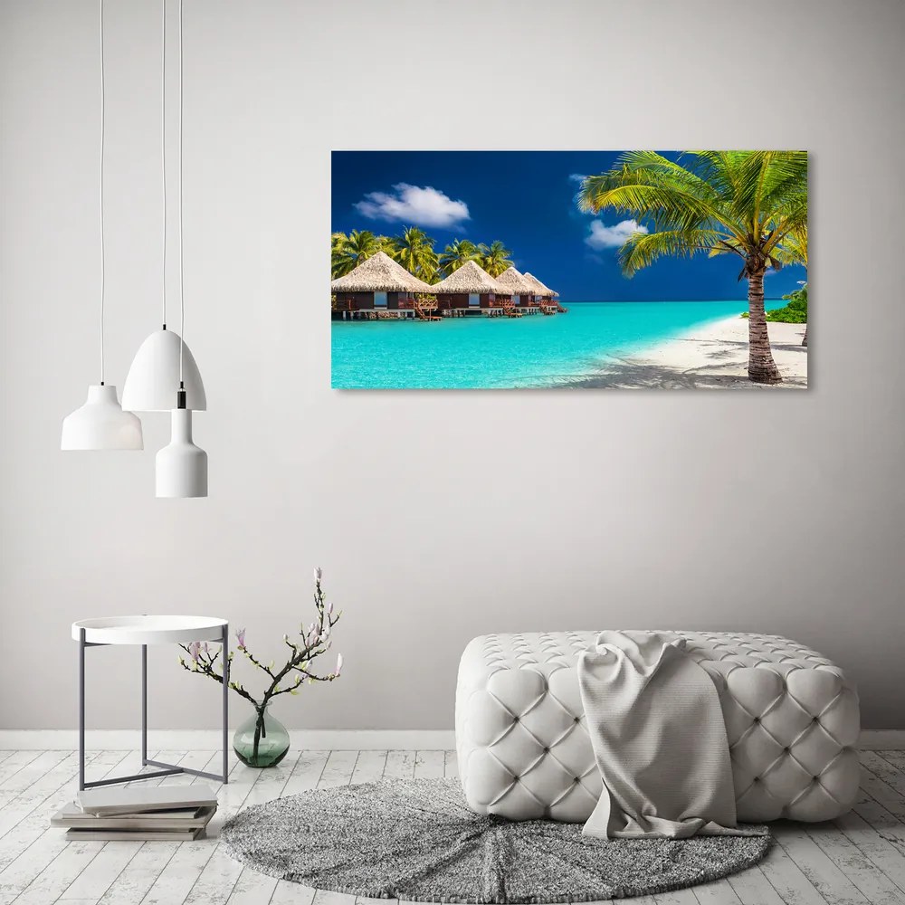 Tablou sticlă acrilică Bungalow-uri maldive