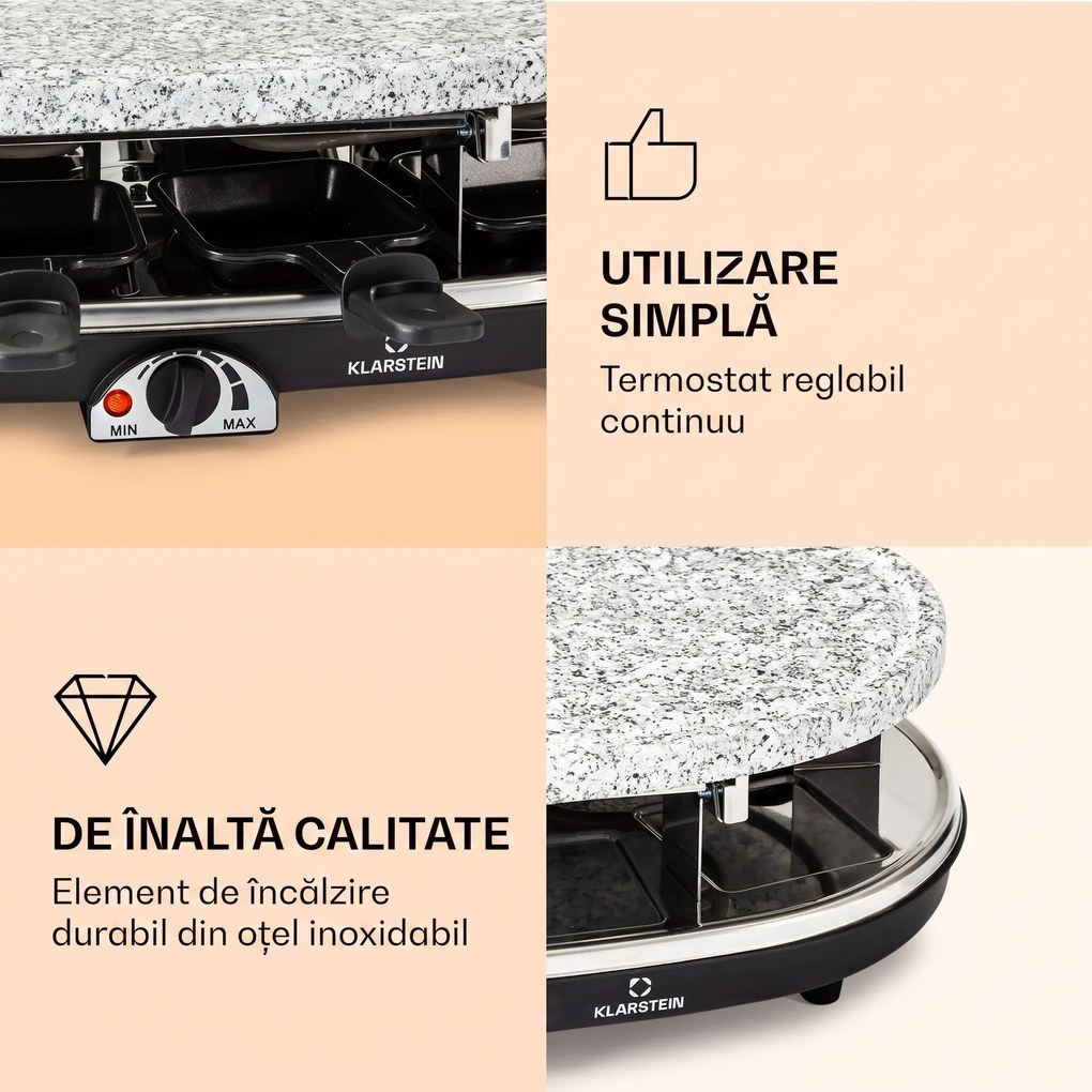 Klarstein All-U-Can Grill Raclette, grătar Raclette cu accesorii 4 în 1 pentru 8 persoane