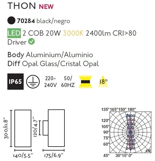 Aplica LED exterior iluminat arhitectural IP65 THON-2