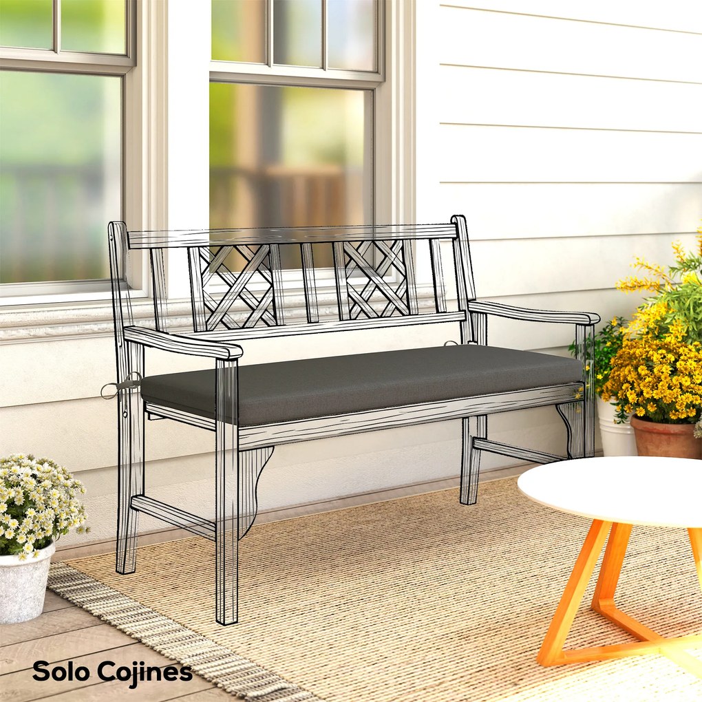 Outsunny Pernă pentru Bancă de Grădină de 2 Locuri pentru Exterior cu Husă Detașabilă UPF 30+ Impermeabilă 110x46x6,5 cm Gri Închis | Aosom Romania