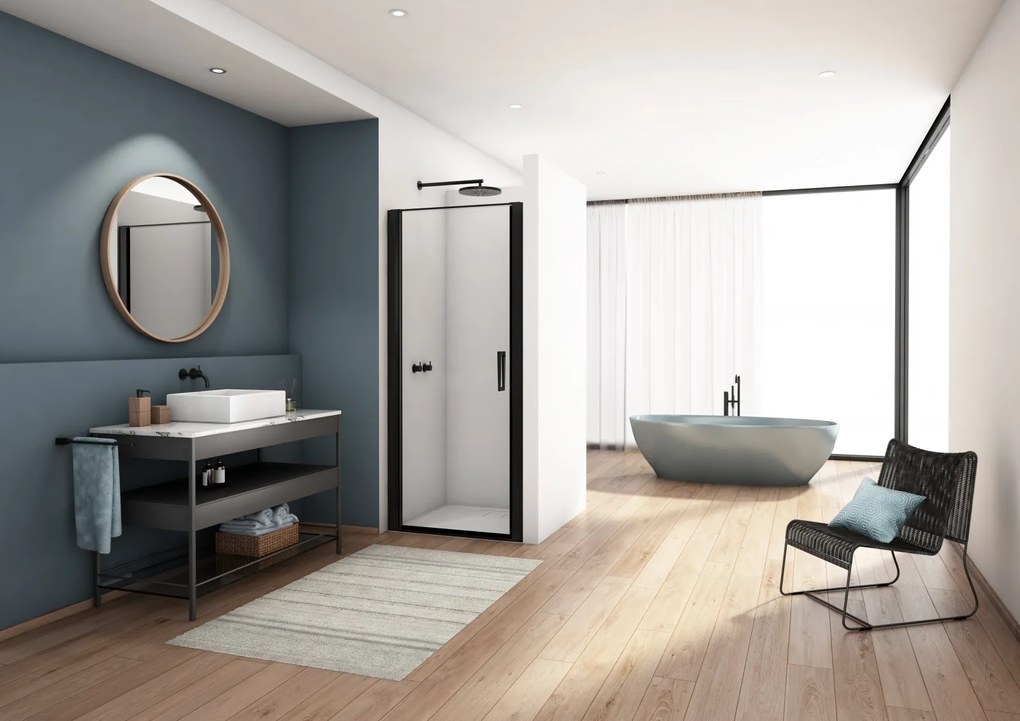 Usa batanta de dus in nisa, 800 mm, negru mat, Ronal Divera 800 mm