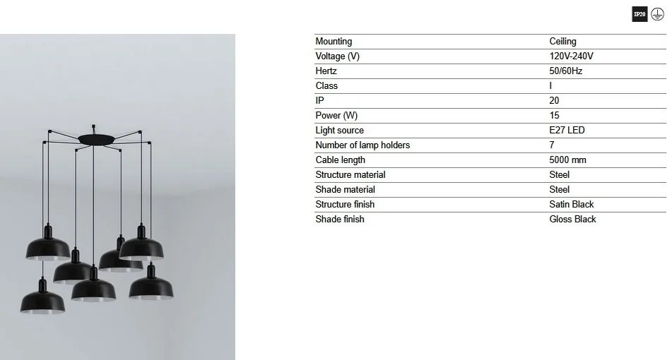 Lustra cu 7 pendule metal TATAWIN M negru