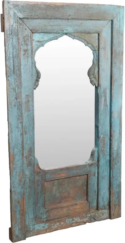 Oglinda dreptunghiulara albastra din lemn de tec si sticla 100x147 cm Arch Raw Materials