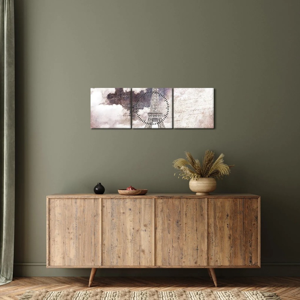 Tablou - Turnul Eiffel, Paris, Franța (cu ceas) (90x30 cm)
