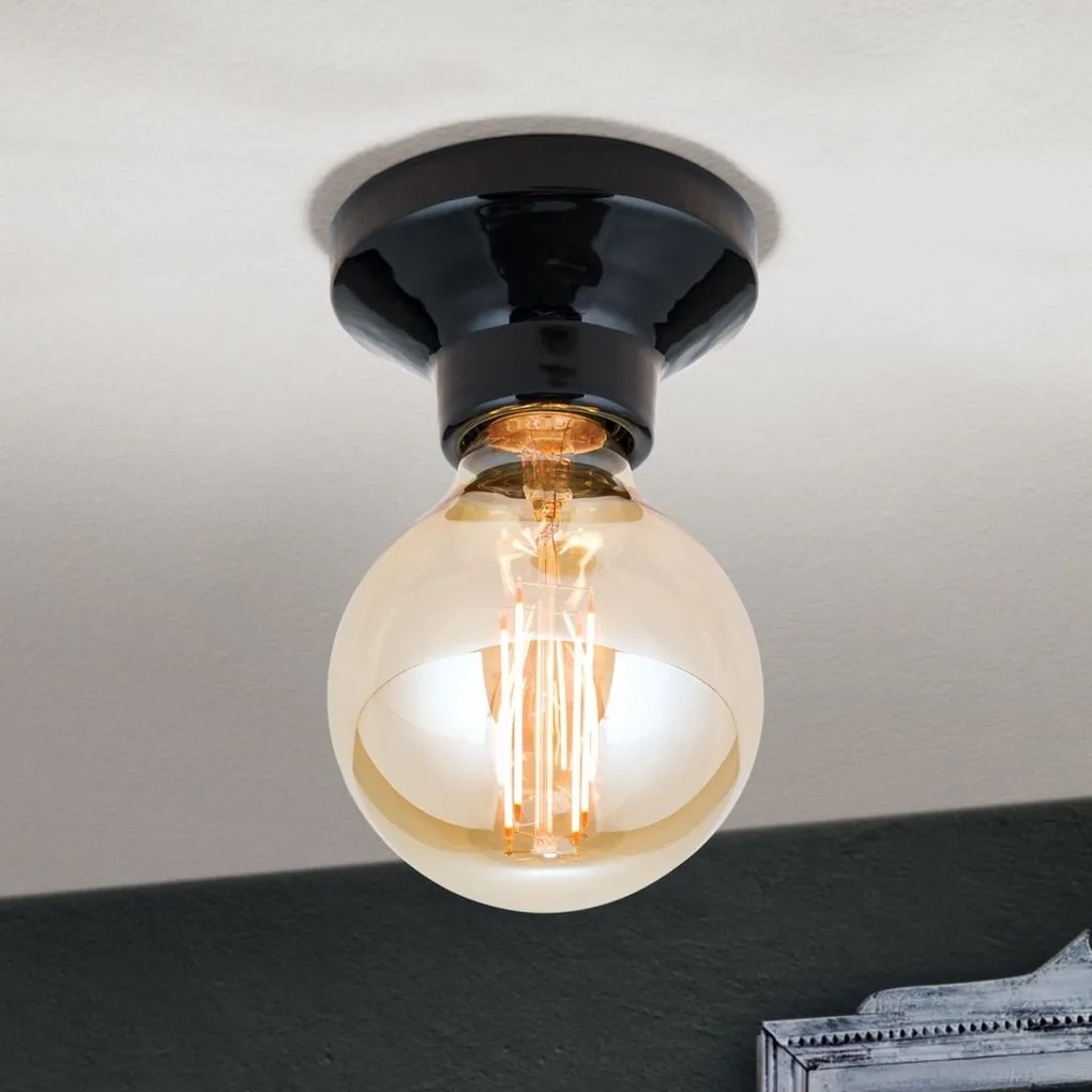 Mini Plafoniera din ceramica neagra FROST