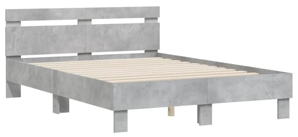 3207430 vidaXL Cadru de pat cu tăblie gri beton 120x200 cm lemn prelucrat