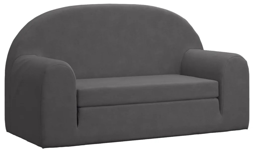 341805 vidaXL Canapea extensibilă de copii cu 2 locuri, antracit, pluș moale