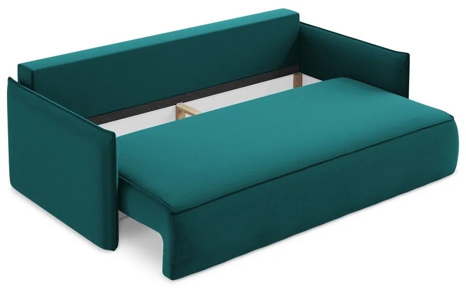 Canapea turcoaz extensibilă/cu spațiu de depozitare cu tapițerie din catifea 225 cm Hula – Makamii