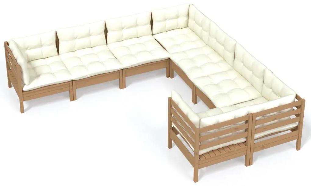 3096974 vidaXL Set mobilier grădină cu perne, 8 piese, maro miere, lemn de pin