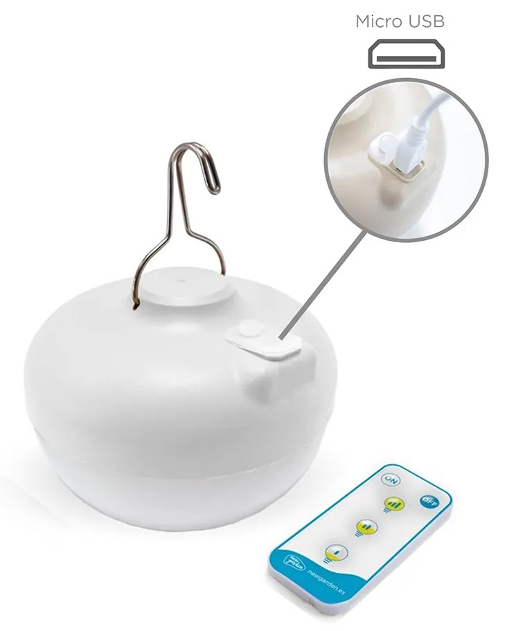 Lampă de podea pentru exterior albă, cu LED reîncărcabil IP54 și telecomandă - Santorini