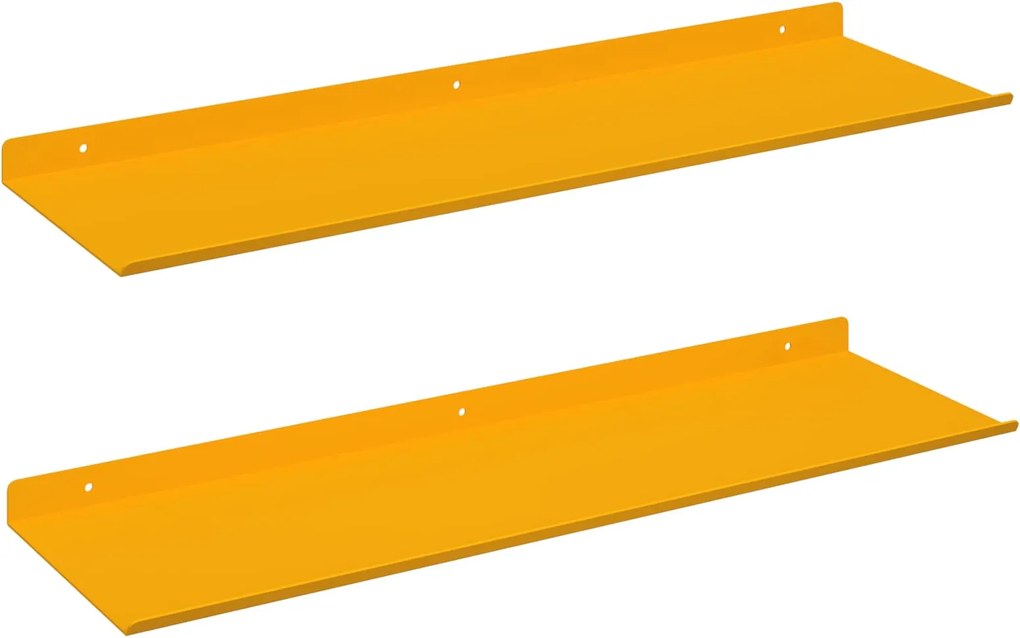 vidaXL Raft suspendat 2 pcs Galben muștar 60 x 18 x 2,5 cm Oțel