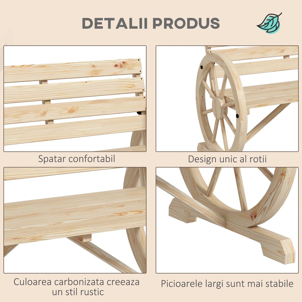 Outsunny Banca Country Fonta 127×60×85 cm – 2‑locuri cu Cotiere Rotative Neagra | Aosom Romania