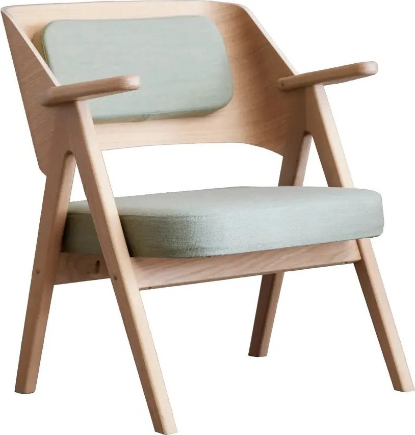 Fotoliu din lemn de stejar Findahl Hammel Me Tube, verde deschis