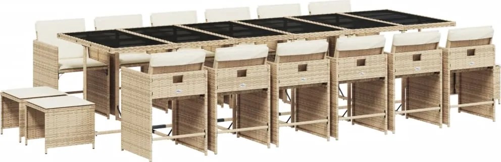 vidaXL Set mobilier de grădină cu perne, 17 piese, bej, poliratan