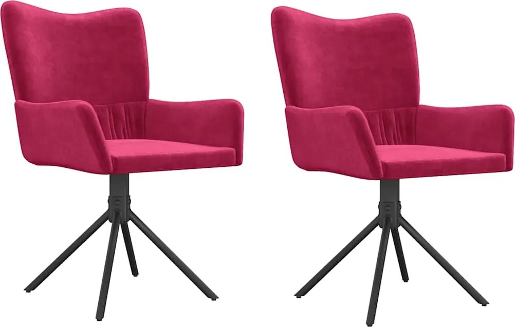 vidaXL Scaune de bucătărie pivotante, 2 buc., roșu vin, catifea