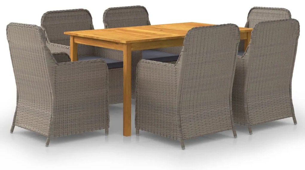 vidaXL Set mobilier de grădină, 7 piese, maro