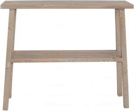 Consolă hol în stil French Country, din lemn de pin reciclat, natur, cu raft și picioare oblice în formă de A, 85 x 100 x 30 cm, „Anatole”