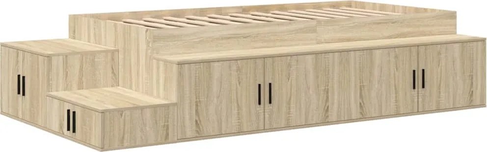 vidaXL Cadru de pat cu depozitare Stejar Sonoma 75 cm Lemn compozit