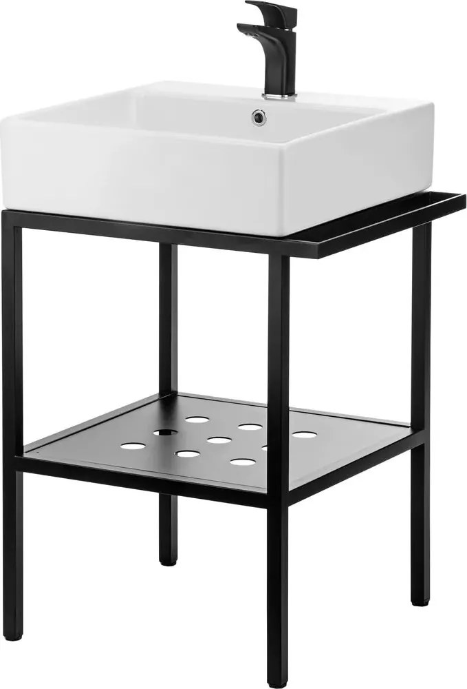 Set dulap baza negru mat +lavoar alb Deante Temisto 50x56.5x70 cm