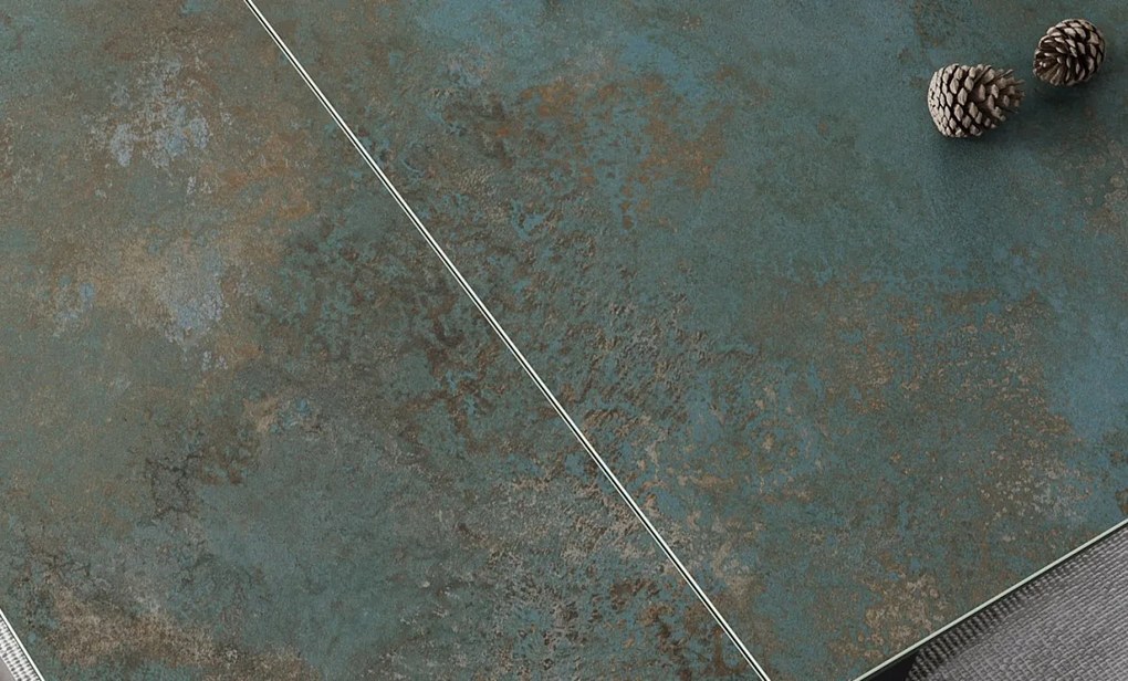 Masa extensibila Salvadore Ceramic turcoaz OSSIDO verde/negru mat L160-240 cm