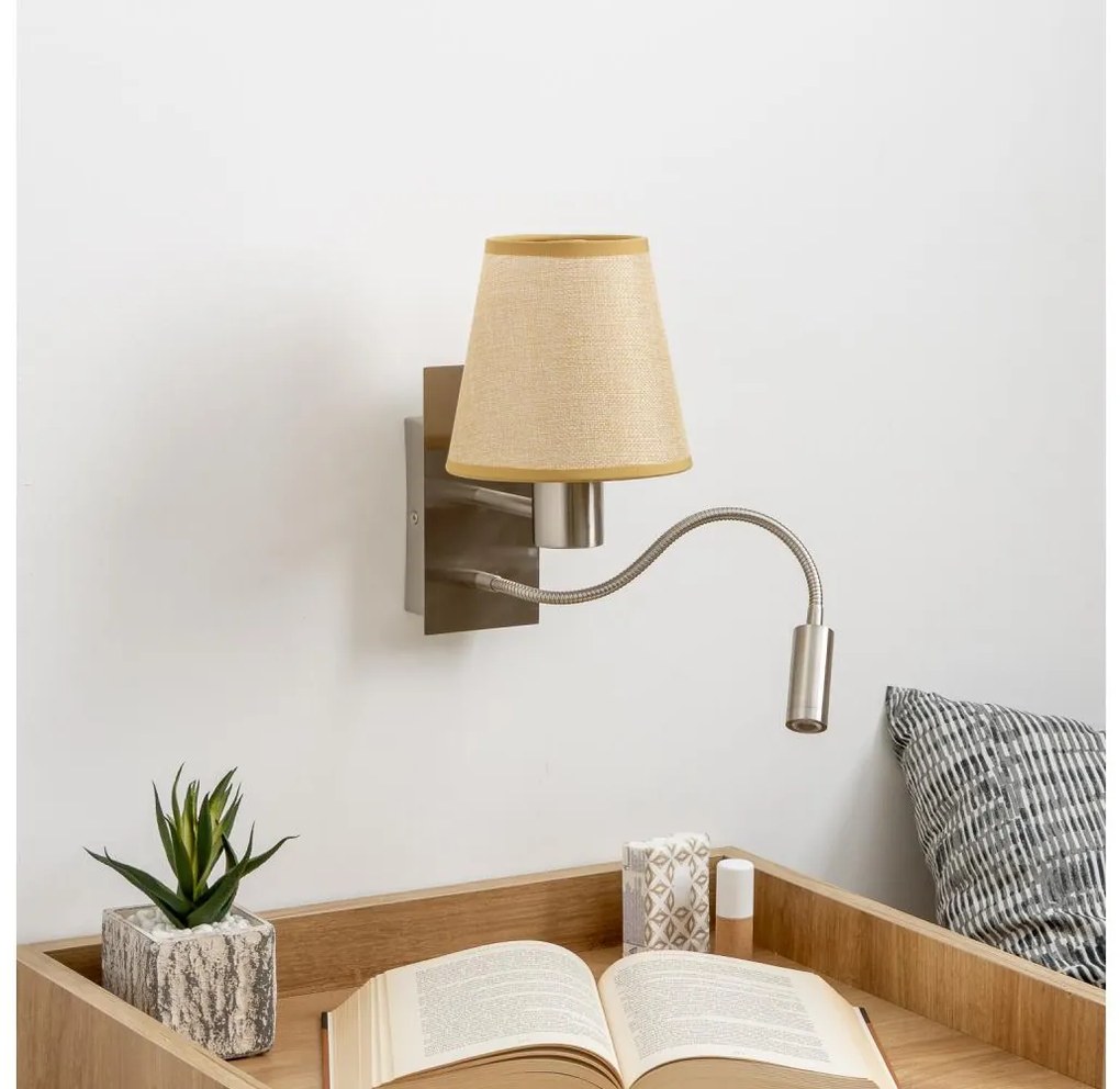 Lampă LED de perete Brilagi NUBILA 1xE27/25W/230V + LED/3W crom mat/maro deschis