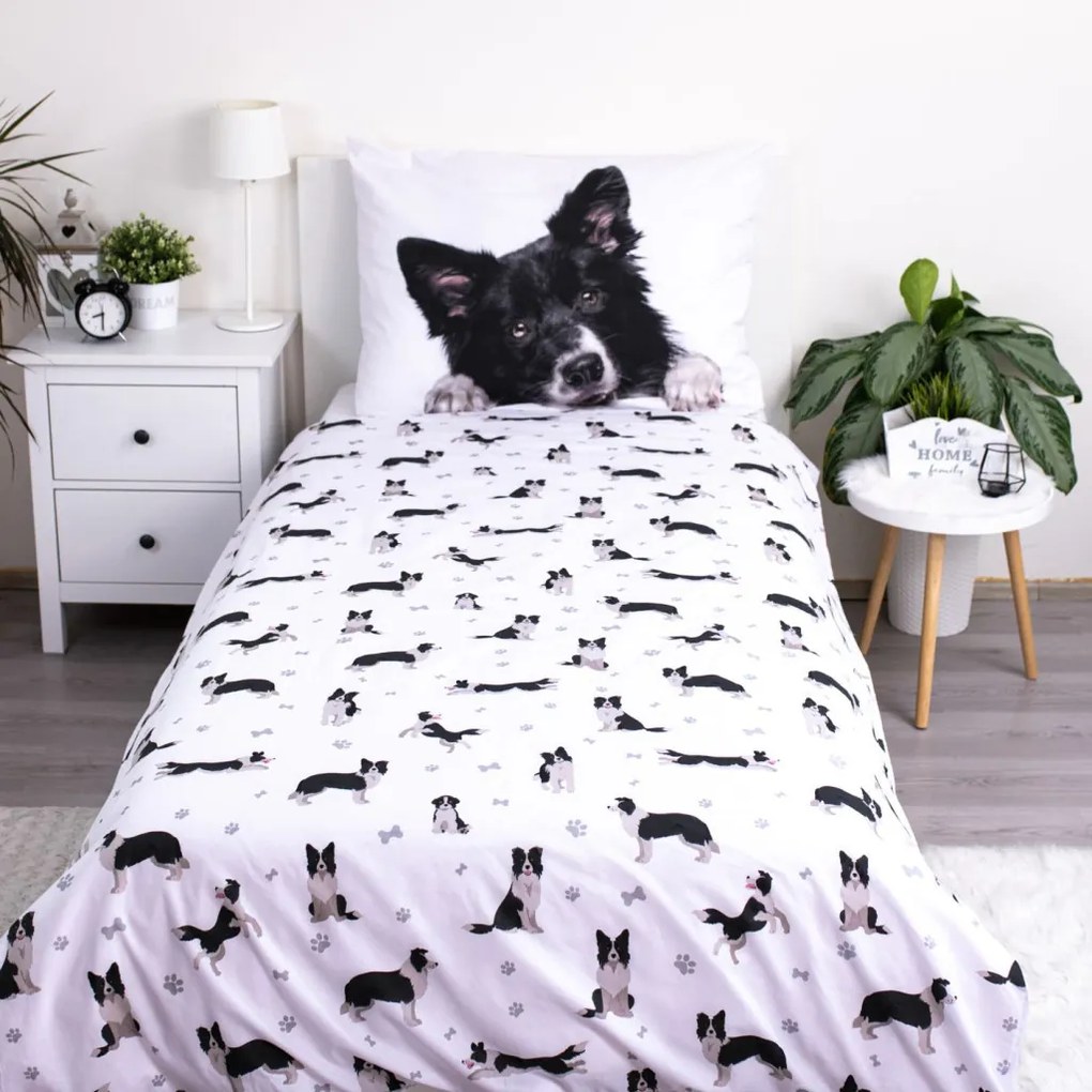 Câine Border Collie husă de pilotă 140×200cm, 70×90 cm