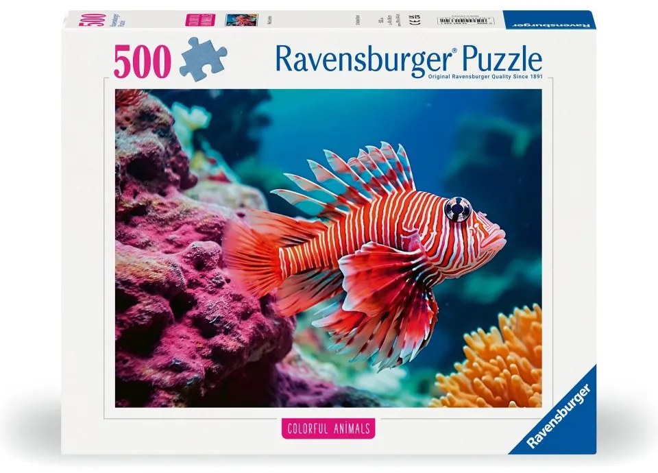 PUZZLE ANIMALE COLORATE PESTELE LEU ROSU 500 PIESE - RAVENSBURGER (RVSPA01334)