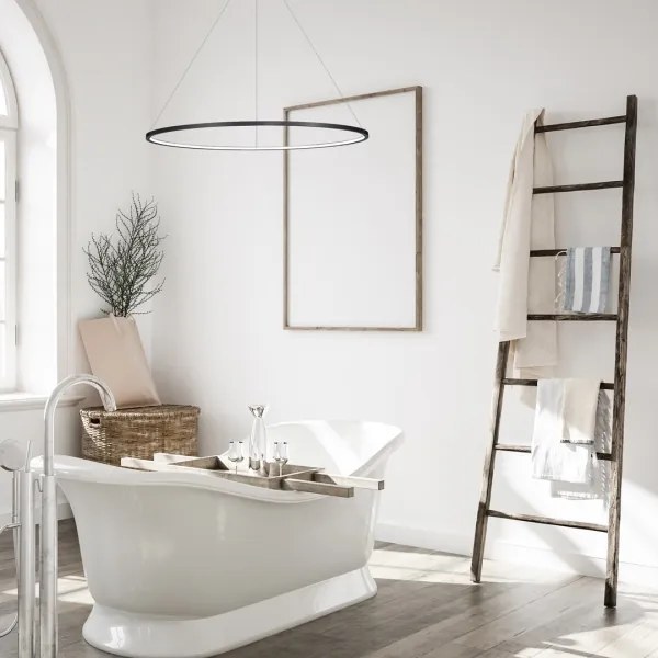 Lustr LED SATURNO 57W, pr. 100 cm, IP44, antracit, na lanku