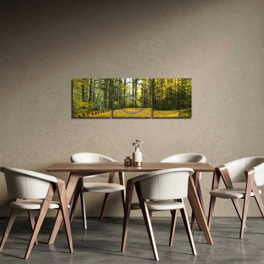 Tablou - pădurea toamna (cu ceas) (90x30 cm)