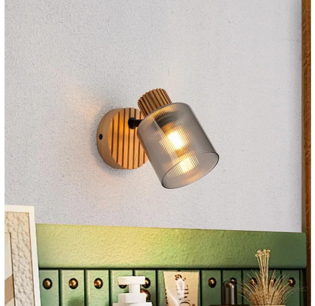 Brilagi - Aplica de perete cu spot HYGGE 1xE14/15W/230V, lemn de hevea/fumuriu