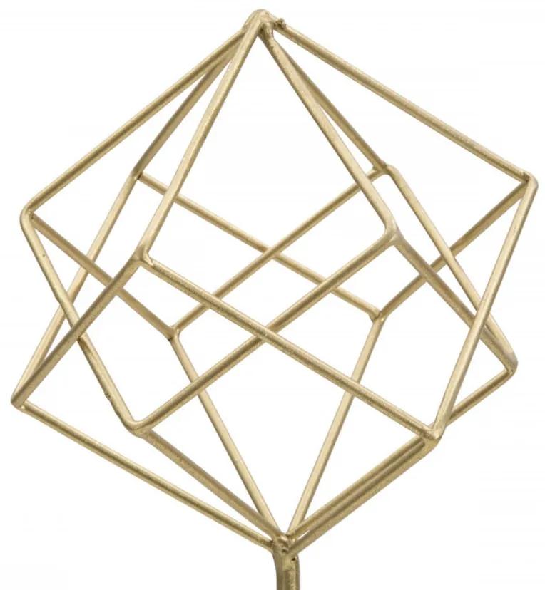 Decoratiune cuburi aurii din metal si marmura, 16x18x41,5 cm, Cube Mauro Ferretti