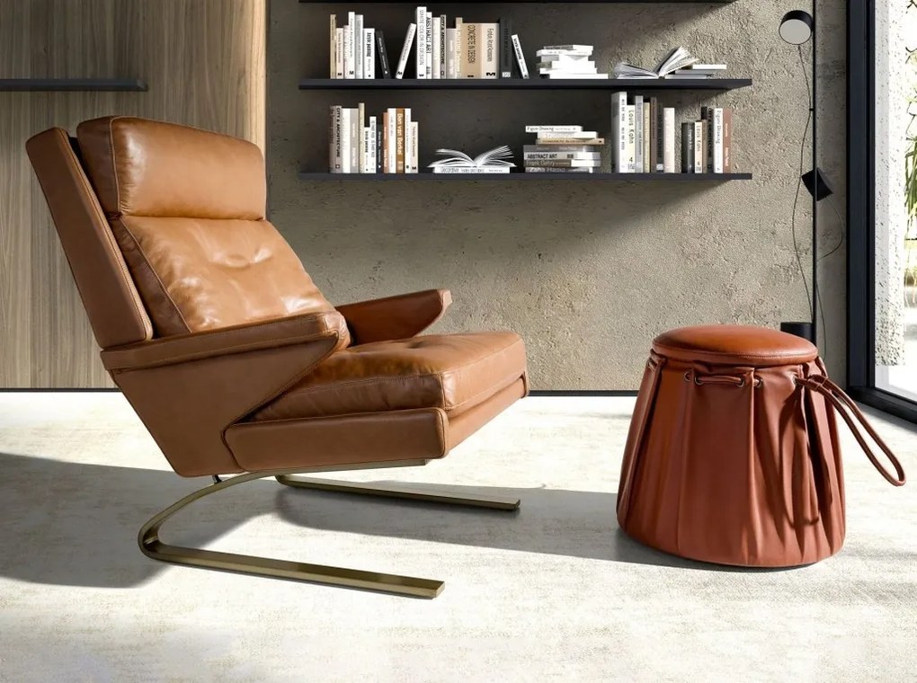 Fotoliu LUX design italian Cowhide camel