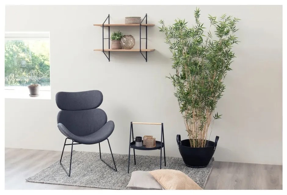 Fotoliu cu picioare negre Actona Cazar, gri închis