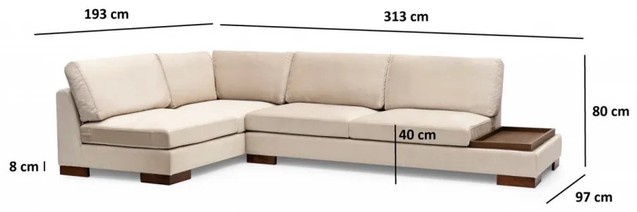 Coltar Tulip Corner Left Without Pouf, Bej