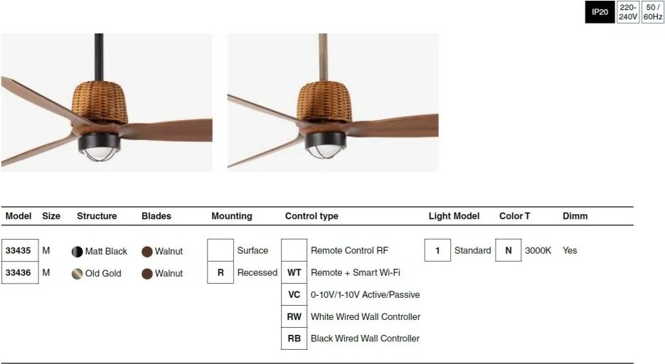Lustra LED cu Ventilator smart sistem TUYA si telecomanda WEAVER M Black/walnut