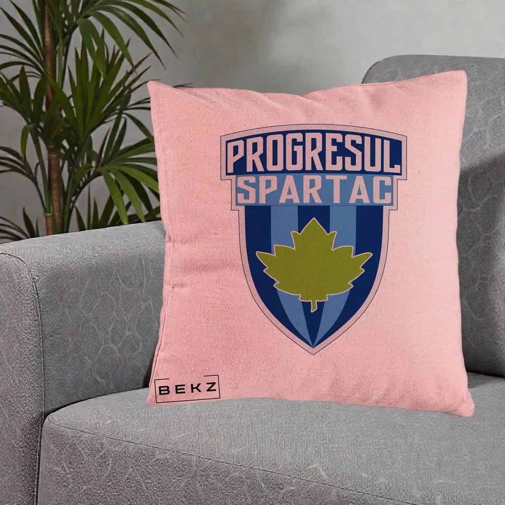 Perna Personalizata Progresul Spartac Fotbal, 40x40 cm, Roz, Husa Detasabila, Perna Inclusa, BEKZ®