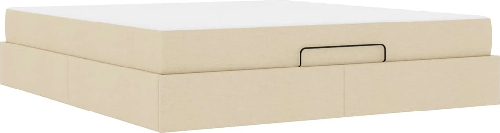 vidaXL Cadru de pat cu saltea cu saltea 2 pcs Crem țesătură