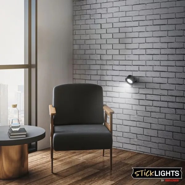 Briloner 3896015 - Aplica de perete LED reîncărcabilă și reglabilă, 1,6W/5V 1500 mAh, negru