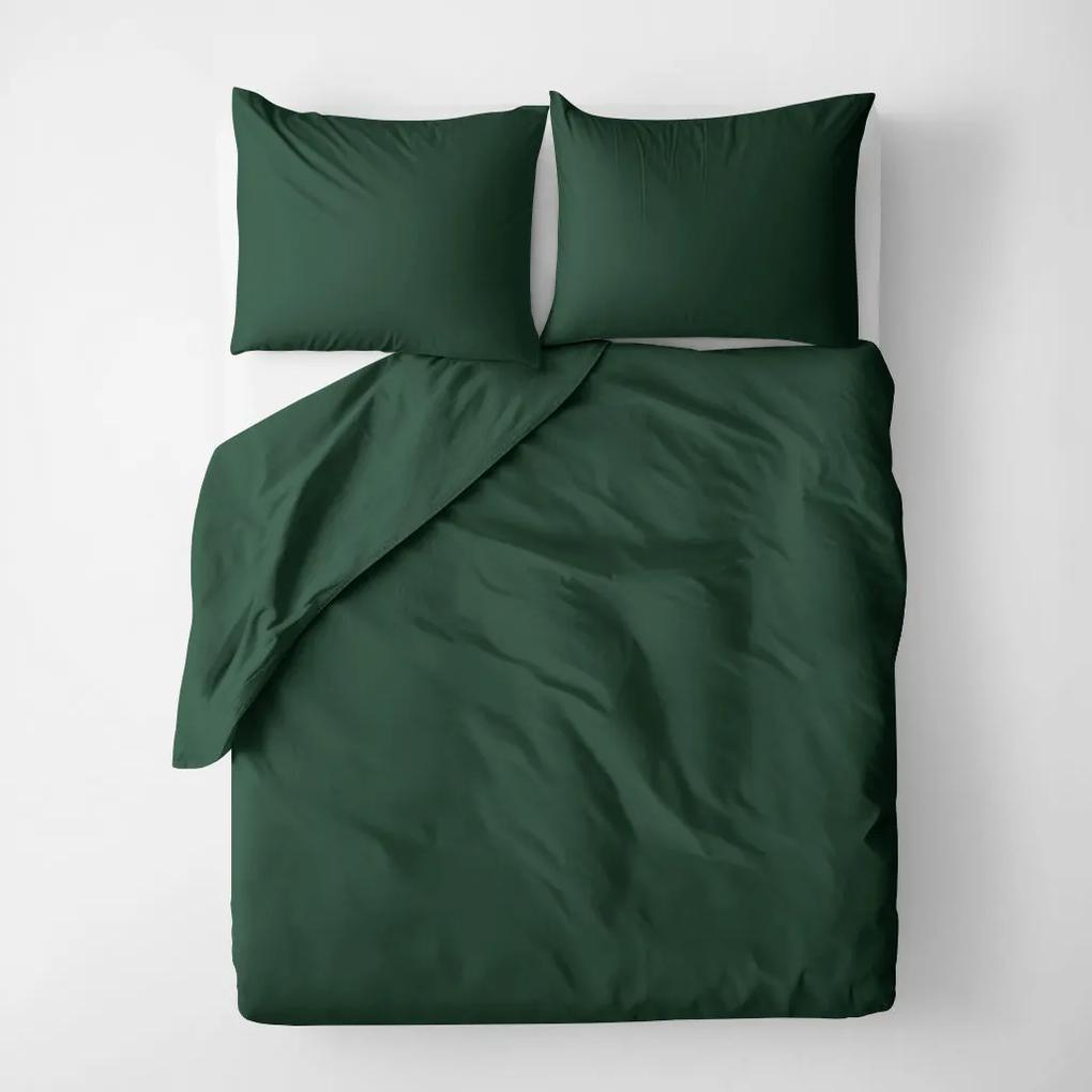 Goldea lenjerie de pat din 100% bumbac - verde închis 200 x 200 și 2buc 50 x 70 cm (din două bucăți, cusătură pe mijloc)