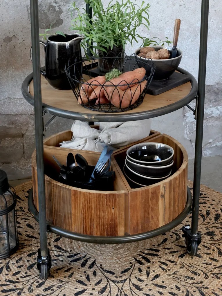 Etajera din lemn reciclat, metal si MDF, cu 3 rafturi