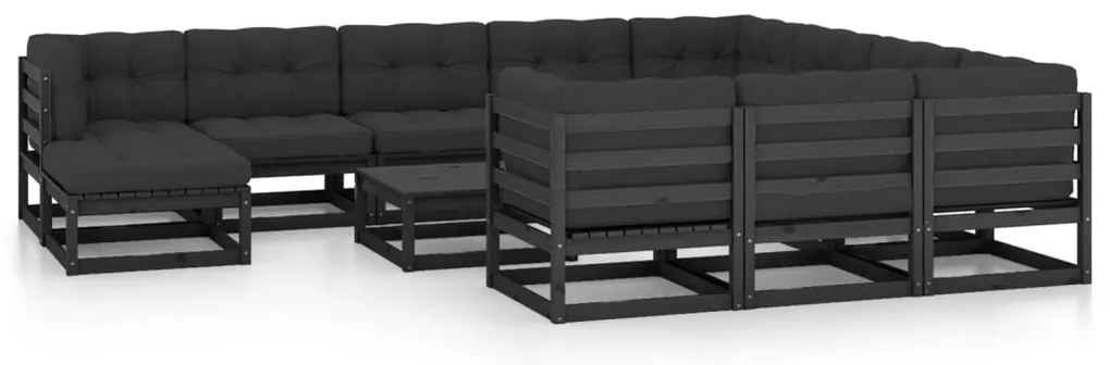 vidaXL Set mobilier grădină cu perne, 12 piese, lemn masiv de pin