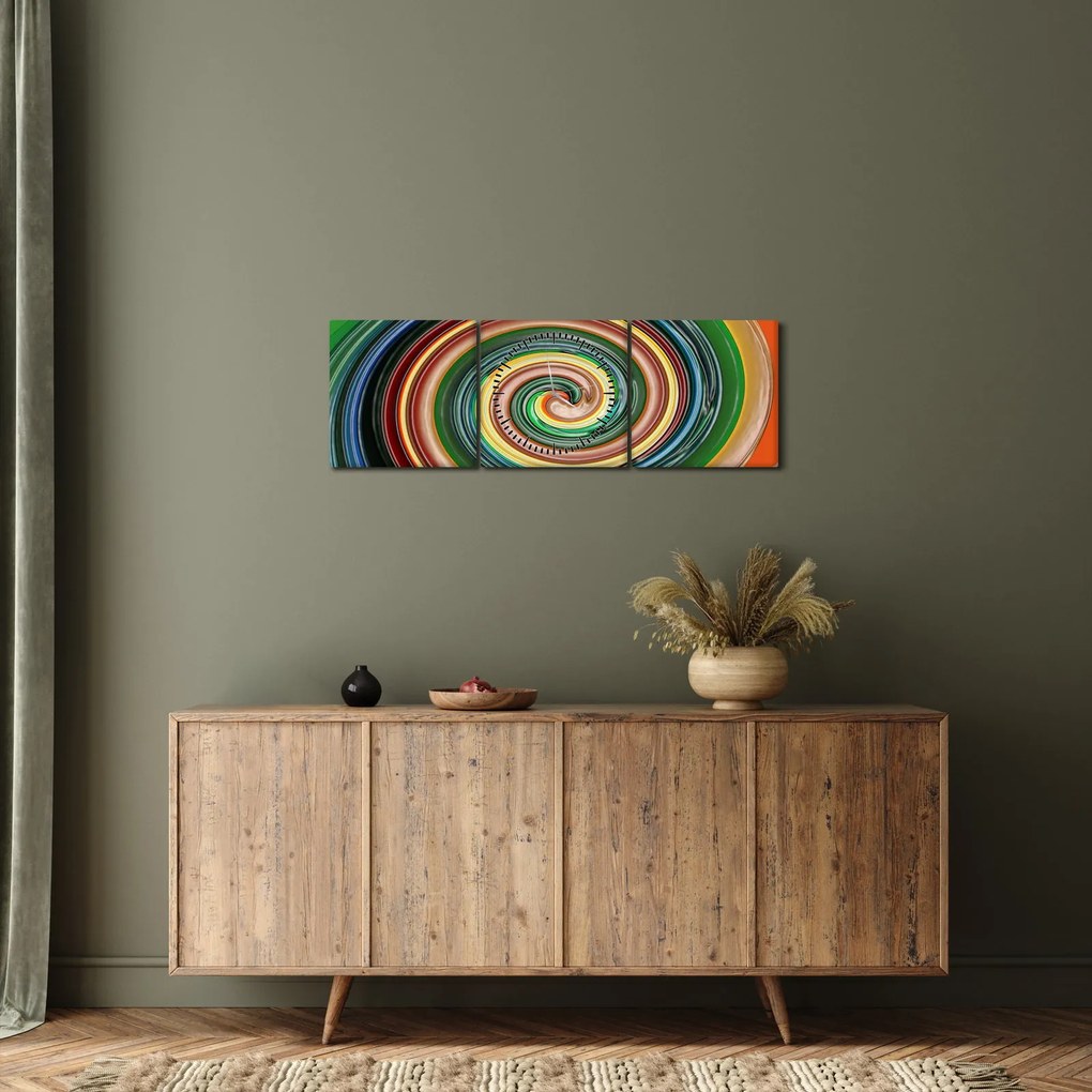 Tablou abstract - spirala colorata (cu ceas) (90x30 cm)