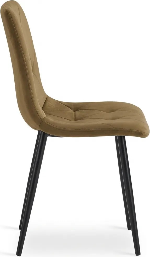 Scaun de catifea maro LIBRA OLIVE BROWN cu picioare negre