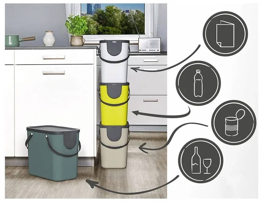 Coș de gunoi pentru deșeuri sortate din plastic reciclat 25 L Albula - Rotho