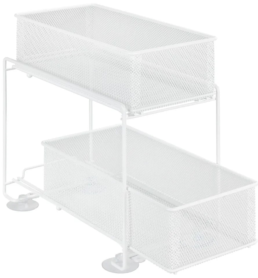 Suport cu 2 coșuri metalic alb cu ventuze Wenko