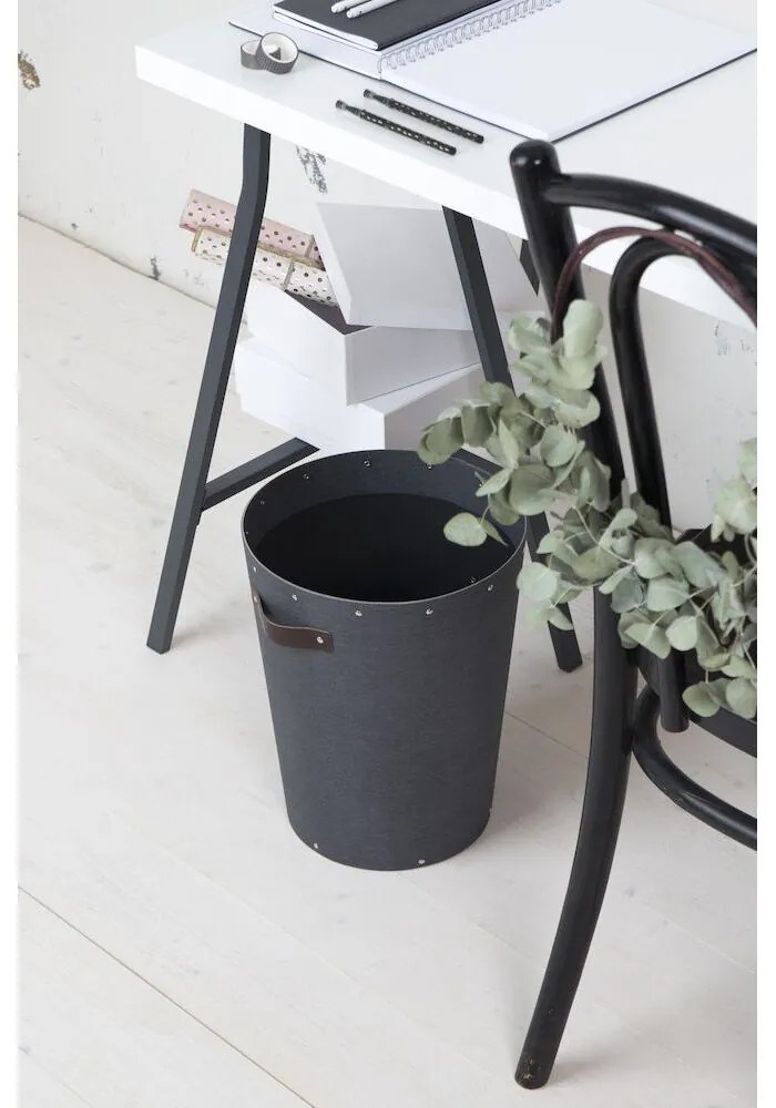 Coș de gunoi negru pentru birou Aries Canvas Paper Laminate – Bigso