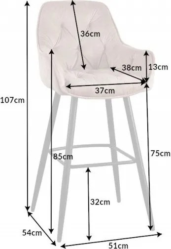 Set 2 scaune de bar Milano catifea sampanie