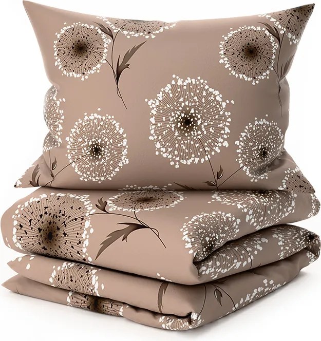Set 2 buc lenjerie cocolino PAMPELINO maro deschis + cearsaf Cocolino microplus cu elastic SOFT 180x200 cm alb, pat dublu