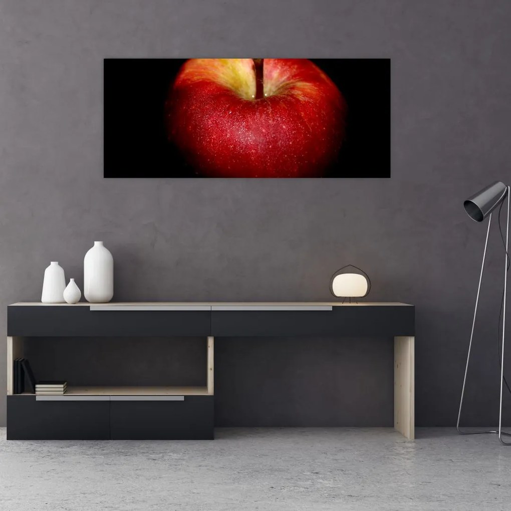 Tablou cu măr pe fundal negru (120x50 cm)