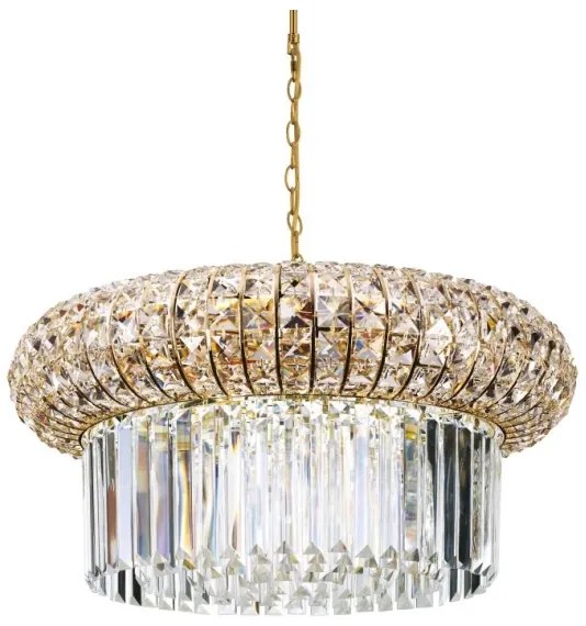 Lustră de cristal pe lanț Ideal Lux NABUCCO 12xE14/40W/230V d. 60 cm auriu